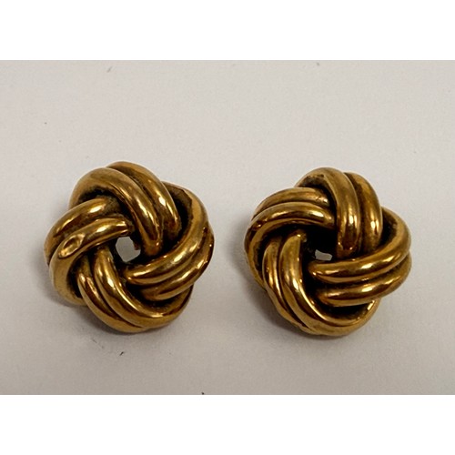  A large pair of 9 carat gold knot stud earrings, with post fittings, import hallmarked Sheffield 375... 
