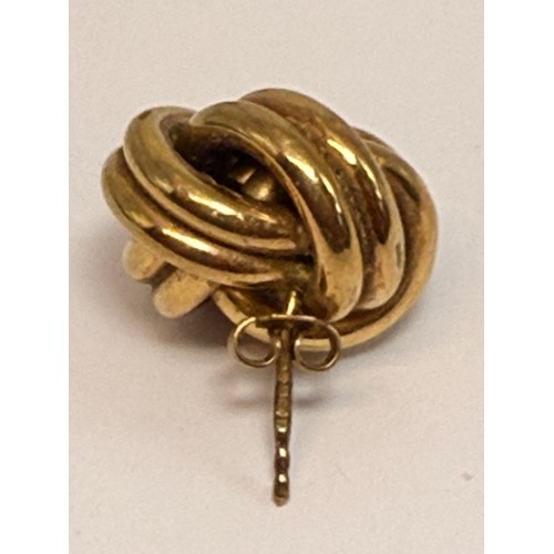  A large pair of 9 carat gold knot stud earrings, with post fittings, import hallmarked Sheffield 375... 
