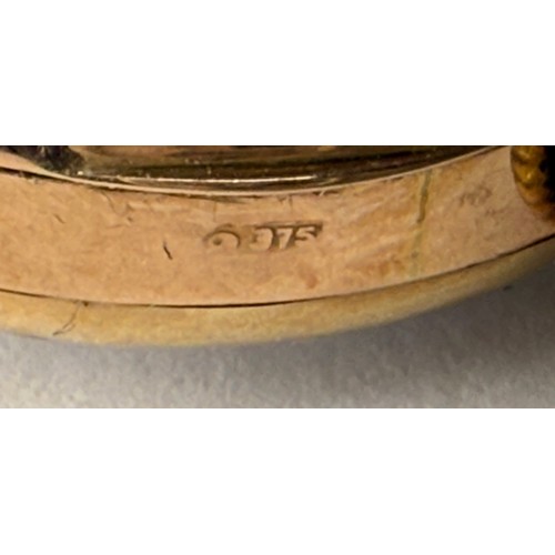  A 9 carat gold watch head, the circular white enamel dial with Arabic numerals and blued steel hands... 