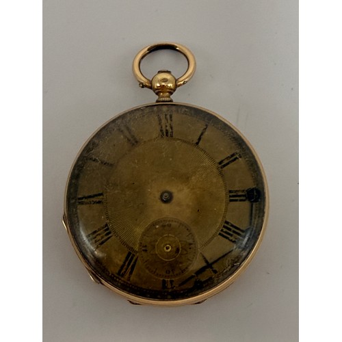 635 - An open-face pocket watch, the gilt metal dial with Roman numerals and subsidiary seconds dial at 6 ... 