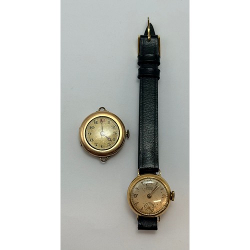  An 18 carat gold-cased lady's wristwatch, the champagne circular dial signed Lanco 15 JEWELS, with g... 