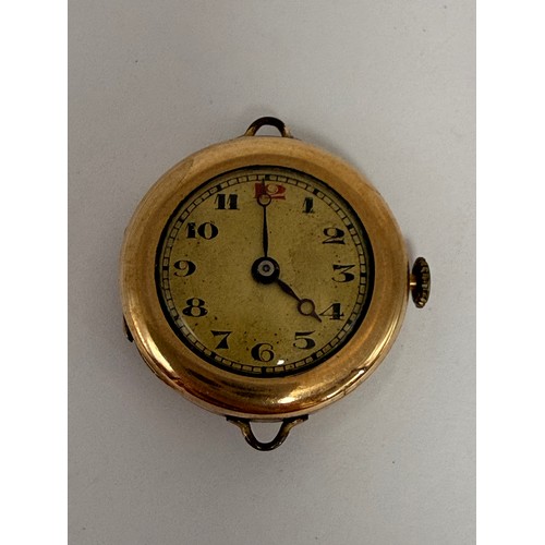  An 18 carat gold-cased lady's wristwatch, the champagne circular dial signed Lanco 15 JEWELS, with g... 