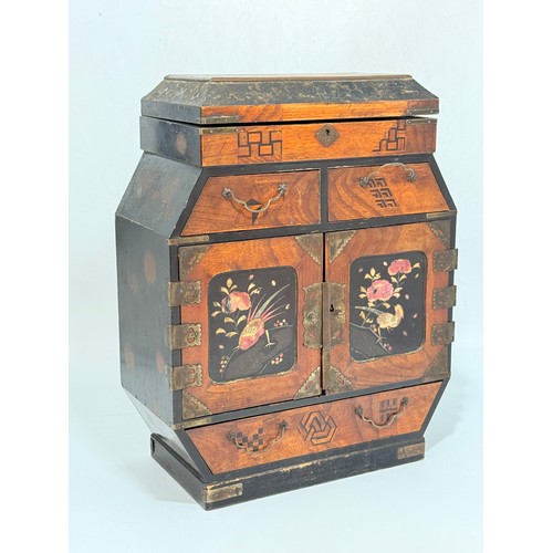 30 - A Small Japanese inlaid lacquered cabinet possibly Meiji period H38cm x W30cm