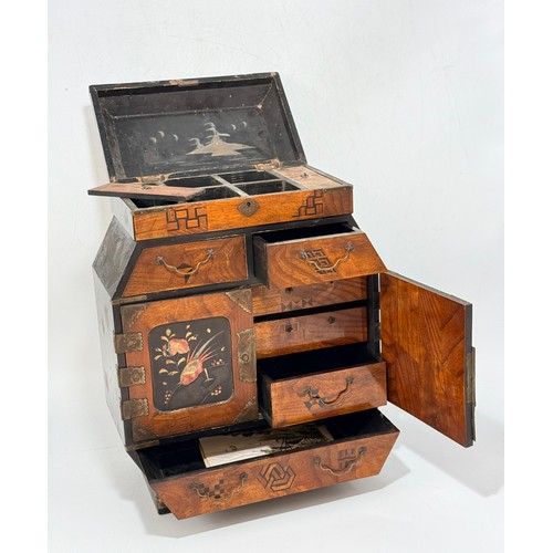 30 - A Small Japanese inlaid lacquered cabinet possibly Meiji period H38cm x W30cm