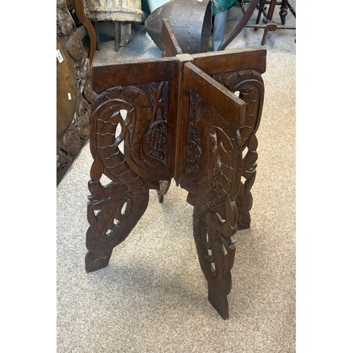  Antique Chinese Carved Folding Table 61cm x 61cm