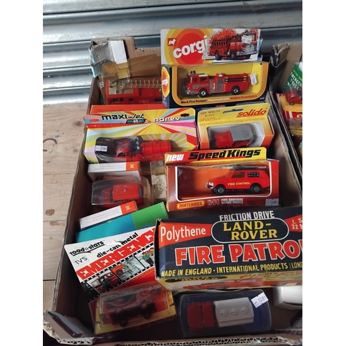 x3 large boxes of model fire engines die-cast and others incl 1:22 ...