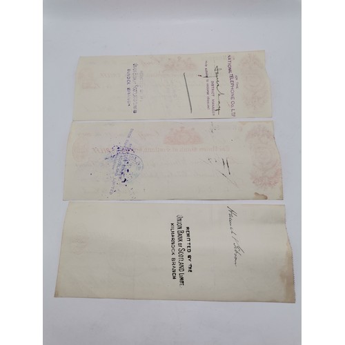 686 - Six assorted 'PAID' bank cheques, late 19th/early 20th Century (ranging 1898-1911), comprising three... 