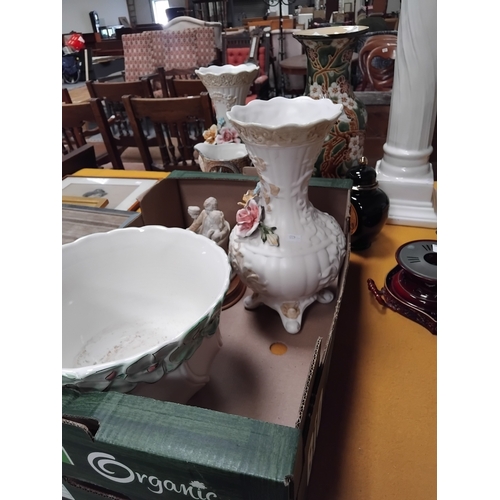 1405 - Collection of ceramics - pair of Capodimonte vases, large Beswick Shakespeare ware jug, Chokin 24kt ... 
