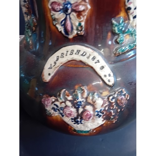 26 - An Antique Victorian Measham Bargeware Teapot English Treacle glaze