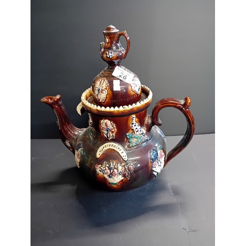 26 - An Antique Victorian Measham Bargeware Teapot English Treacle glaze