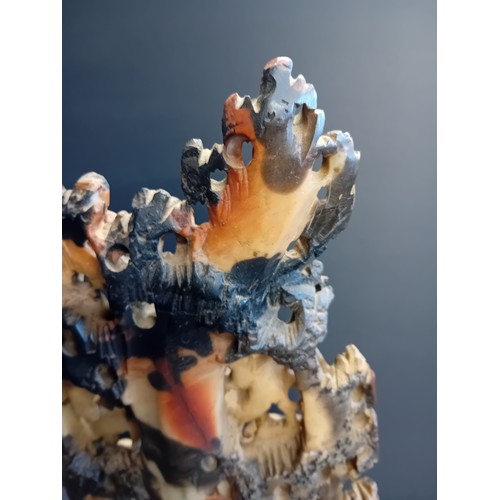 40 - A Hand carved chinese Soapstone Sculpture depicting multiple different animals H42cm x W23cm