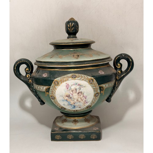 45 - Three Urns (one with handles) and a vase by Royal Limoges.  19th century French Sevres-style porcela... 