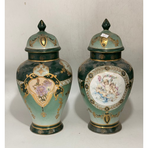 45 - Three Urns (one with handles) and a vase by Royal Limoges.  19th century French Sevres-style porcela... 