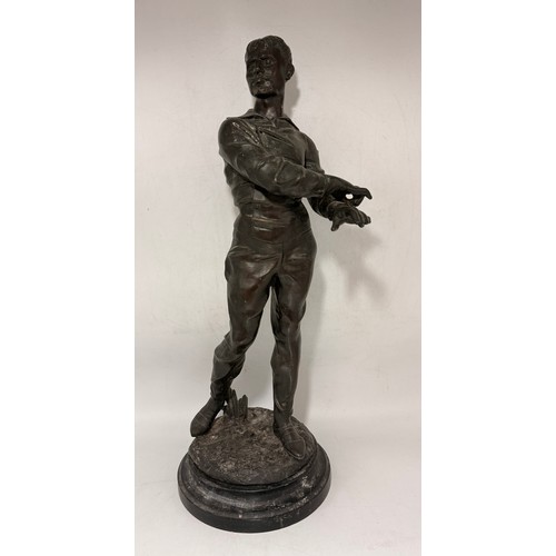 48 - A pair of Auguste Moreau (French 1834-1917) Fencing Figures.  Mounted on circular wooden plinths.  H... 