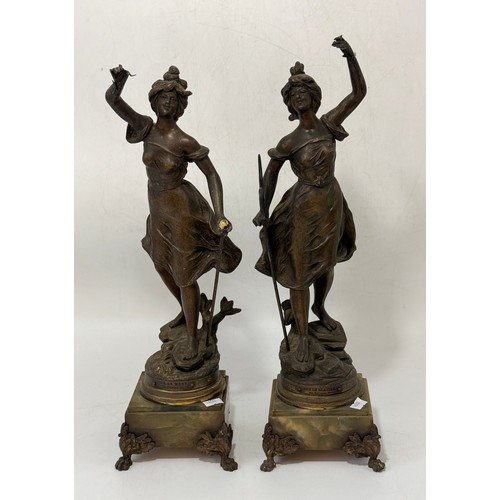 15 - 19th century French Rococo style mantel clock garniture set.  The clock has a floral dial with Arabi... 