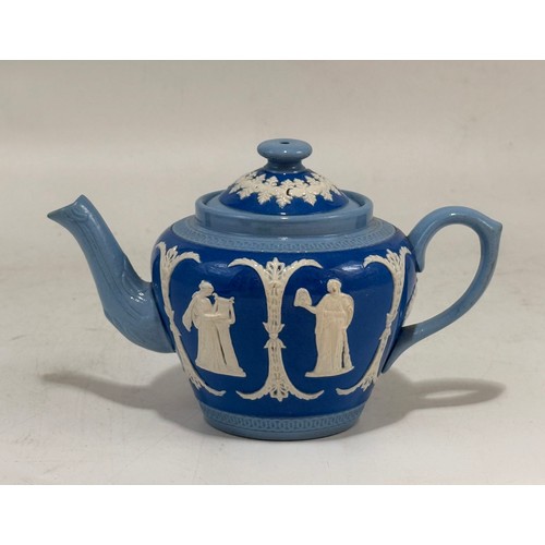 59 - A jasperware teapot from the James Dudson pottery, Hanley, Staffordshire.  Likely dating between 183... 