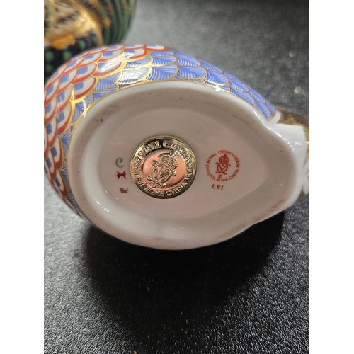 101 - Three Royal Crown Derby paperweights- Blue Wren, Rooster and limited edition Farm Yard Cockerel sign... 