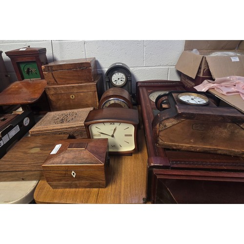 696 - Wall clock, slate mantel clock, 1930s oak cased mantel clock by Garrard Swindon, mantel clock by A &... 