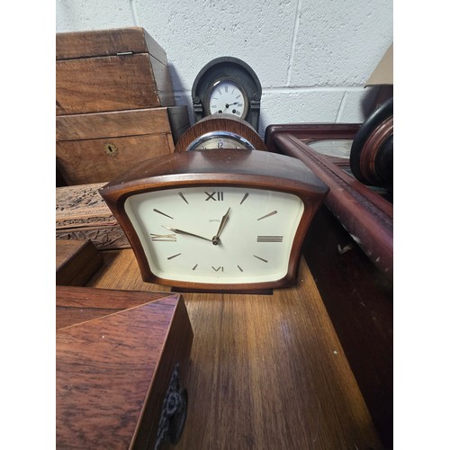 696 - Wall clock, slate mantel clock, 1930s oak cased mantel clock by Garrard Swindon, mantel clock by A &... 