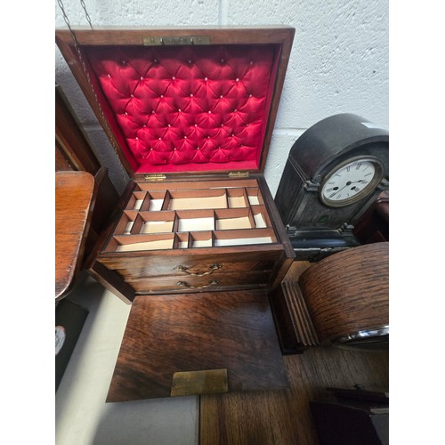 696 - Wall clock, slate mantel clock, 1930s oak cased mantel clock by Garrard Swindon, mantel clock by A &... 