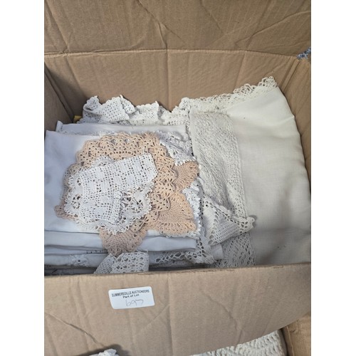 697 - A Collection of vintage baby clothes and lace etc