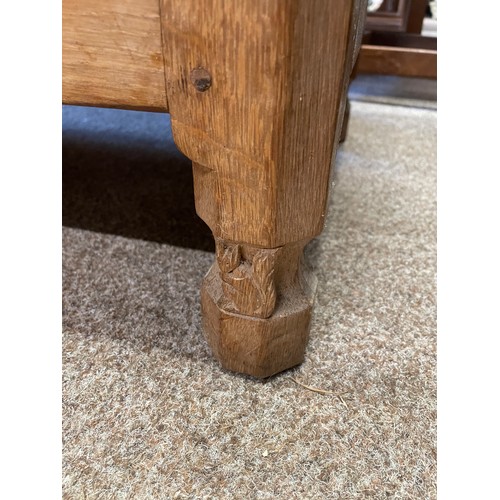 639 - Trevor Hutchinson, a Squirrelman oak dresser and plate rack, adzed, with two cupboards and four draw... 
