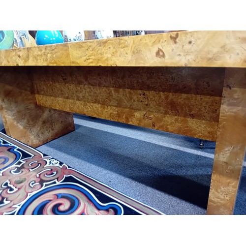 611 - An Iain James Art Deco style burr walnut 'Polar' veneered dining table 216cm long 100cm deep 76cm hi... 