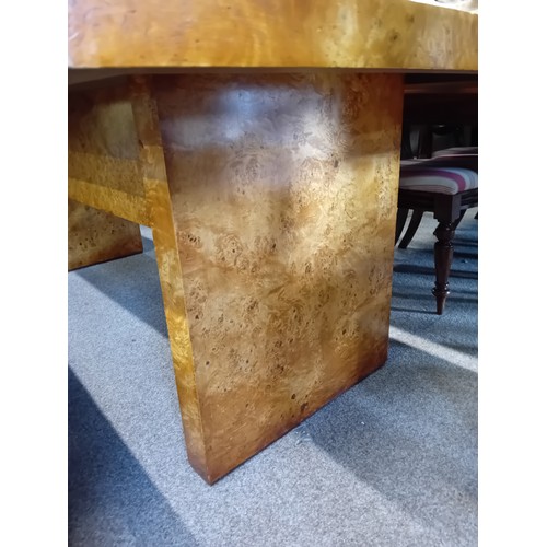 611 - An Iain James Art Deco style burr walnut 'Polar' veneered dining table 216cm long 100cm deep 76cm hi... 