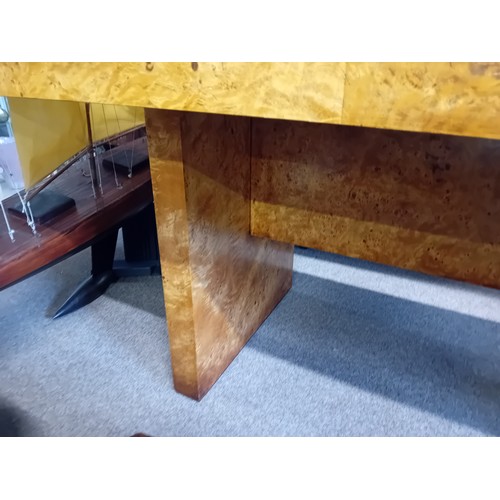 611 - An Iain James Art Deco style burr walnut 'Polar' veneered dining table 216cm long 100cm deep 76cm hi... 