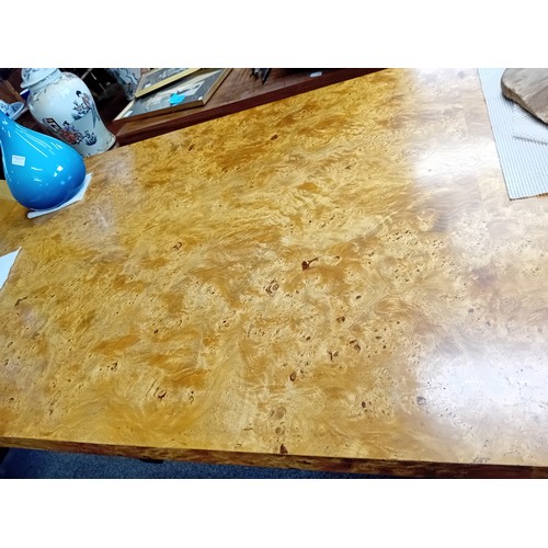 611 - An Iain James Art Deco style burr walnut 'Polar' veneered dining table 216cm long 100cm deep 76cm hi... 