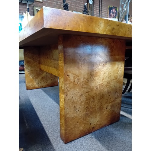 611 - An Iain James Art Deco style burr walnut 'Polar' veneered dining table 216cm long 100cm deep 76cm hi... 