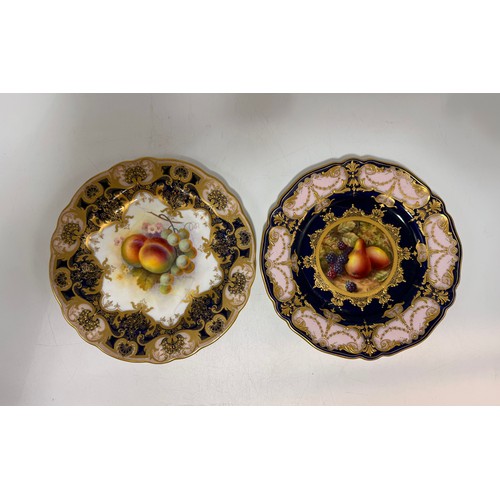 199 - Two Royal Worcester cabinet plates by R Sebright.  The first features a hand painted centre with pea... 