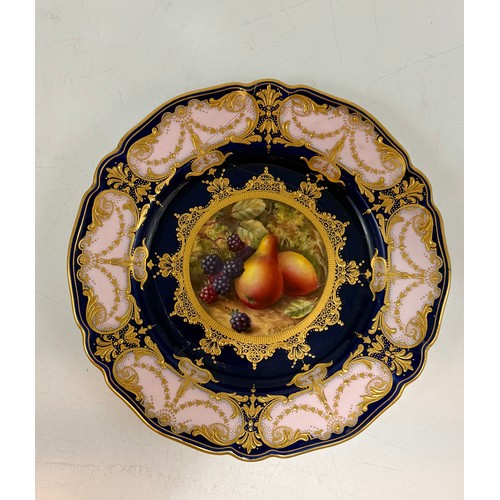 199 - Two Royal Worcester cabinet plates by R Sebright.  The first features a hand painted centre with pea... 