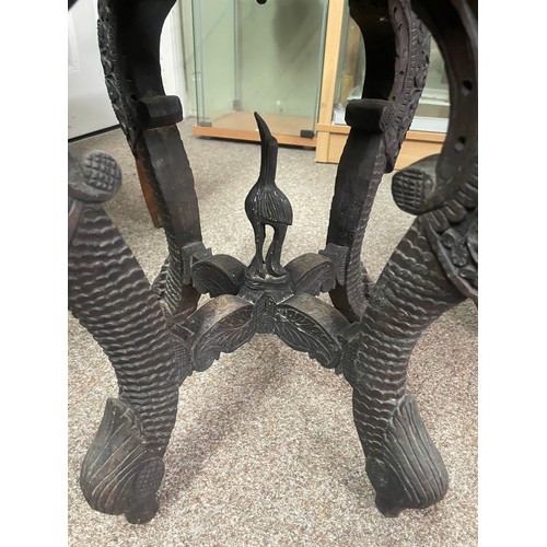 594 - A 19th century Anglo-Indian jardiniere stand, the heavily carved legs formed as elephants 51cm high,... 