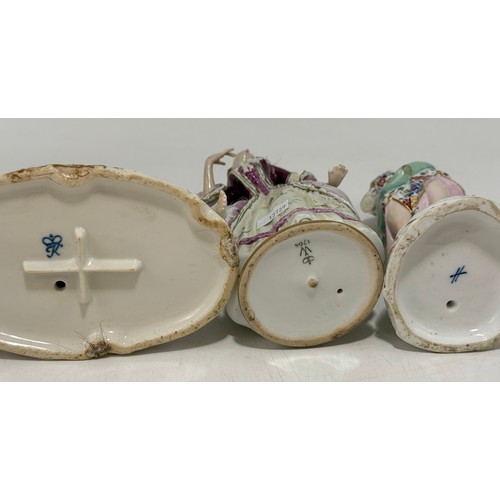 319 - A collection of nine porcelain figurines, assorted makers incl Dresden, Wallendorf Porcelain, Meisse... 