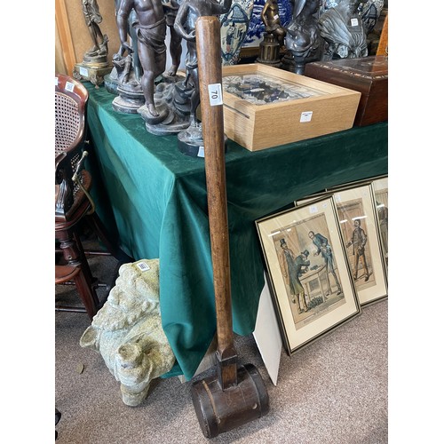70 - A large 19th century wooden and metal bound mallet, 107cm high