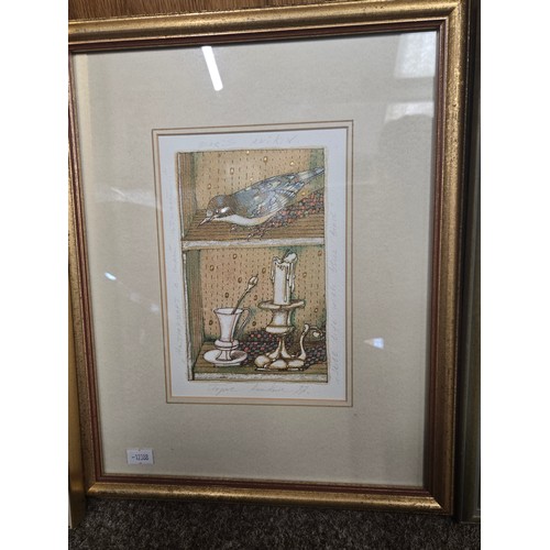 72 - Three Framed watercolours by Russian illustrator Anikin - Still life with coffee pot (original) by B... 
