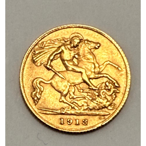 405 - A George V half sovereign, 1913. 4.0g