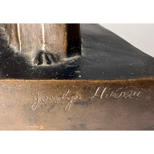 68 - Jocelyn Horner (1902-1973), Kneeling nun with hands clasped to breast, bronze, Art Deco angular styl... 