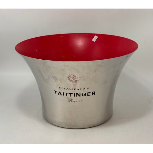 337 - A large 'Champagne Taittinger Reims' champagne bucket, with red interior. 36cm diameter