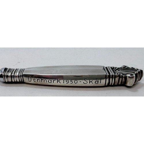 348 - A mid-century Danish silver-handled letter opener by Georg Jensen & Wendel, Acanthus (Dronning) patt... 