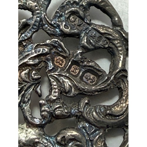 359 - Two late Victorian silver nurse's belt buckles, the first by G W Harvey & Co, Birmingham 1897, cast ... 