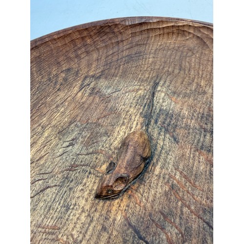 224 - A Robert Mouseman Thompson adzed oak fruit bowl, with carved mouse to centre, 29cm diameter