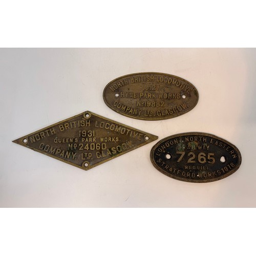 270 - Vintage cast brass Railwayana worksplates - by North British Locomotive Company Queen's park works 1... 