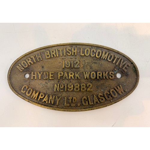 270 - Vintage cast brass Railwayana worksplates - by North British Locomotive Company Queen's park works 1... 