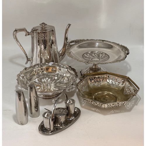 340 - A collection of assorted silver-plated and steel wares including a late 19th Century coffee pot by W... 