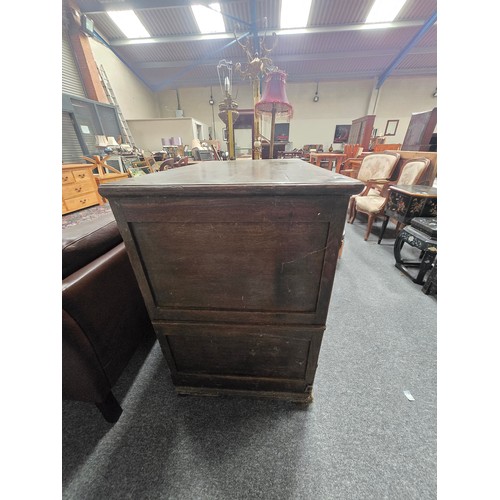 898 - Antique Oak Chest of drawers four long drawers with mouldings and brass drop handles with stud decor... 