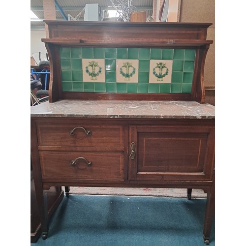 1033 - Eight piece Antique Edwardian inlaid Bedroom suite comprising Double bed, Dressing table with oval t... 