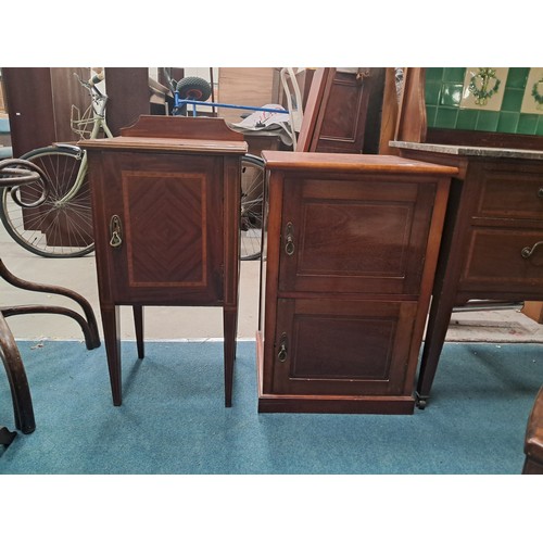 1033 - Eight piece Antique Edwardian inlaid Bedroom suite comprising Double bed, Dressing table with oval t... 