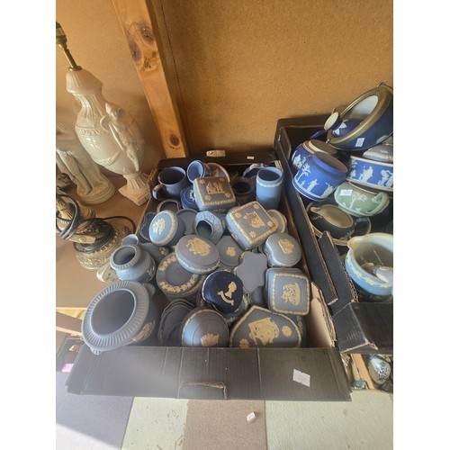 1146 - Five boxes of Wedgwood Jasperware mainly in pale blue but some dark royal blue